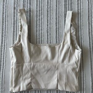 Aritzia Cream Vegan Leather Top